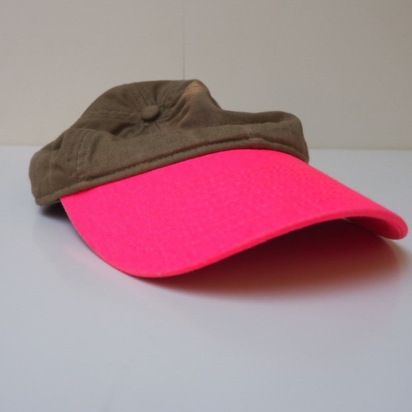 pink and green color block J.Crew Baseball Cap